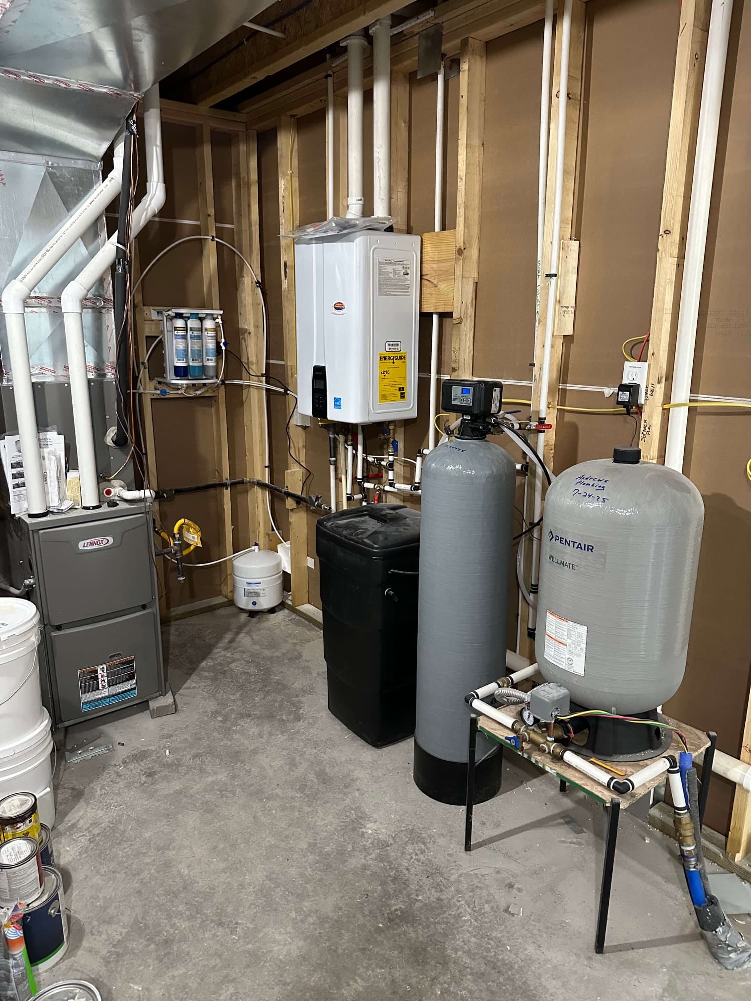 Water softener and treatment system installed by Andrews Plumbing