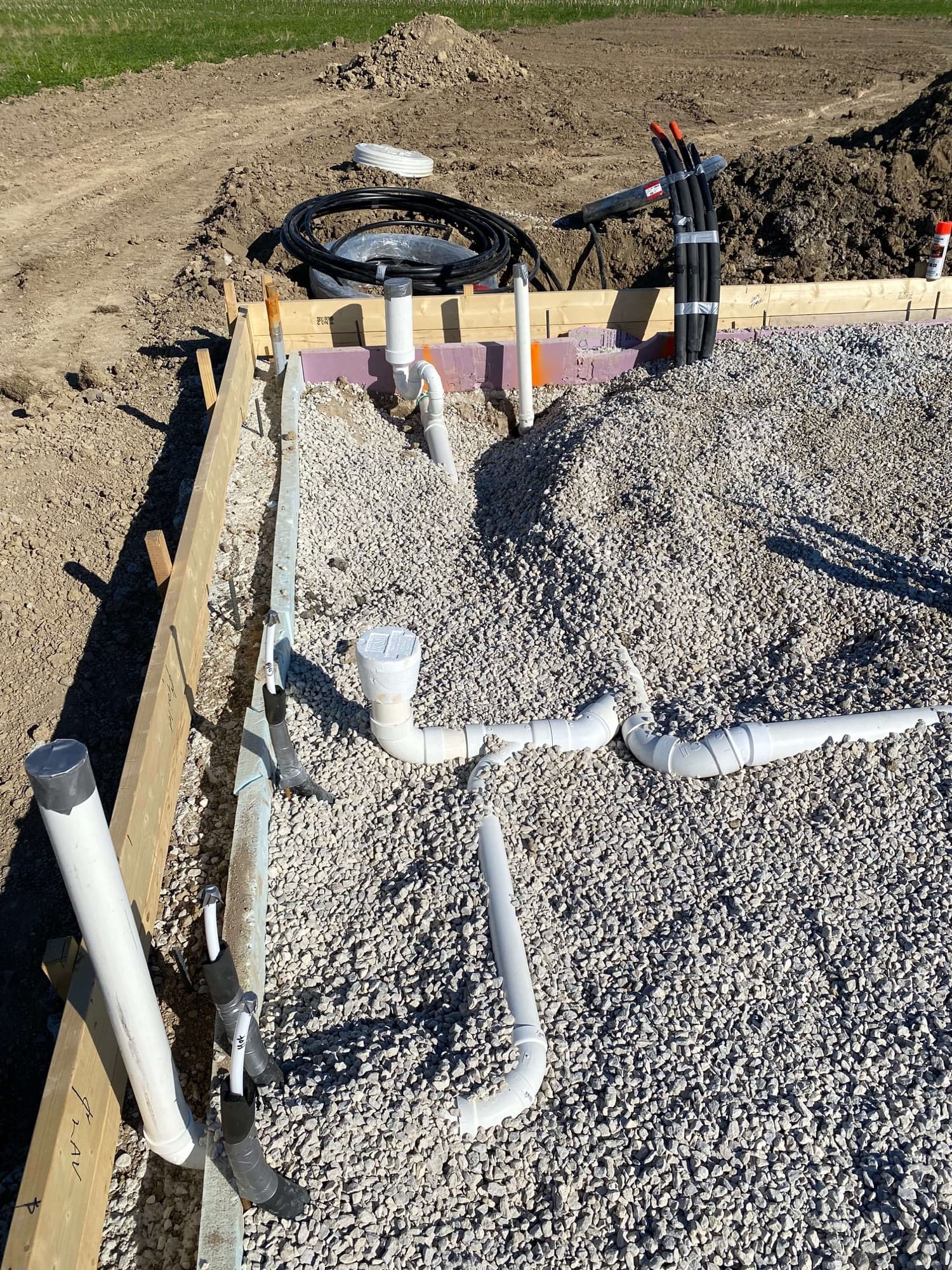 Under-slab plumbing rough-in on a new build