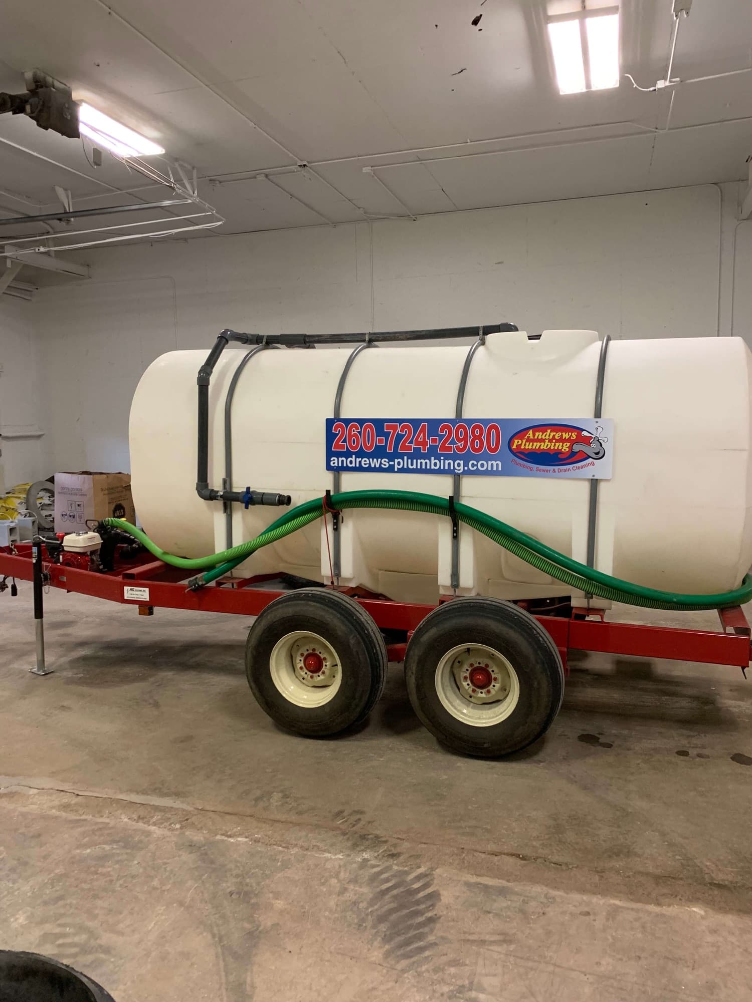 Andrews Plumbing water tank trailer